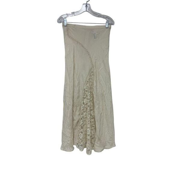 Zara Womens Lace Midi Skirt M Oyster White Mid Rise Viscose Floral 1377/904 NWT - Picture 3 of 16